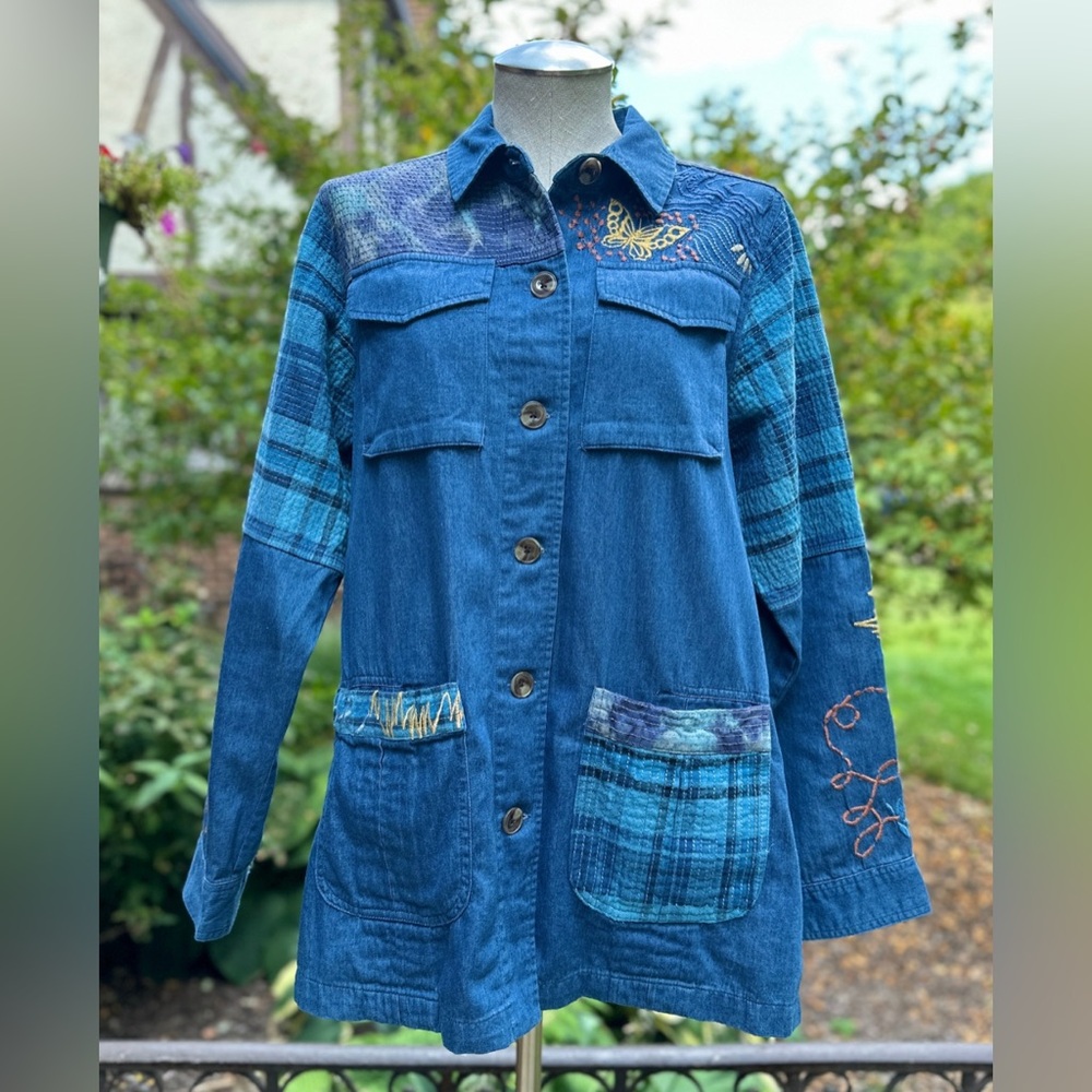 NWT Johnny Was Moonlight Tie Dye Patchwork Military Jacket - Picture 8 of 16